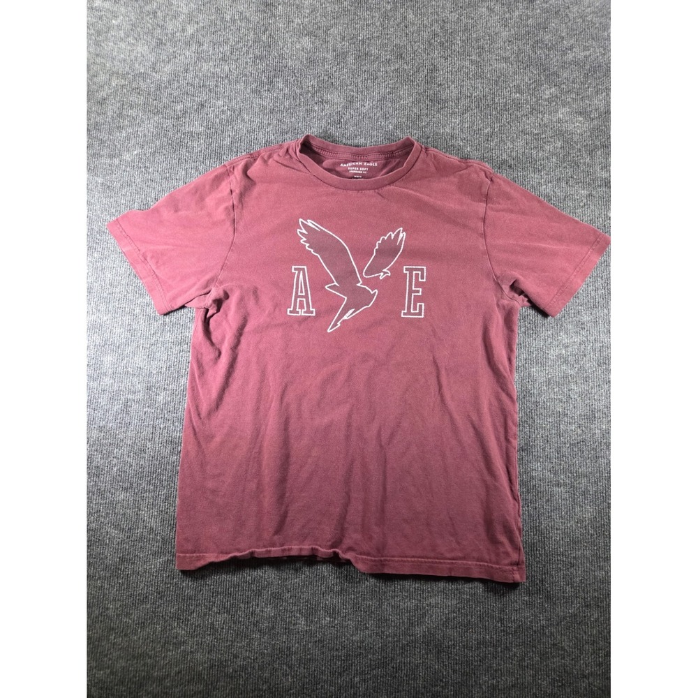 American Eagle Men Super Soft Standard Fit Graphic T Shirt Burgundy Maroon M